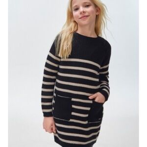 Mayoral Black and Cream Striped Casual Dress
